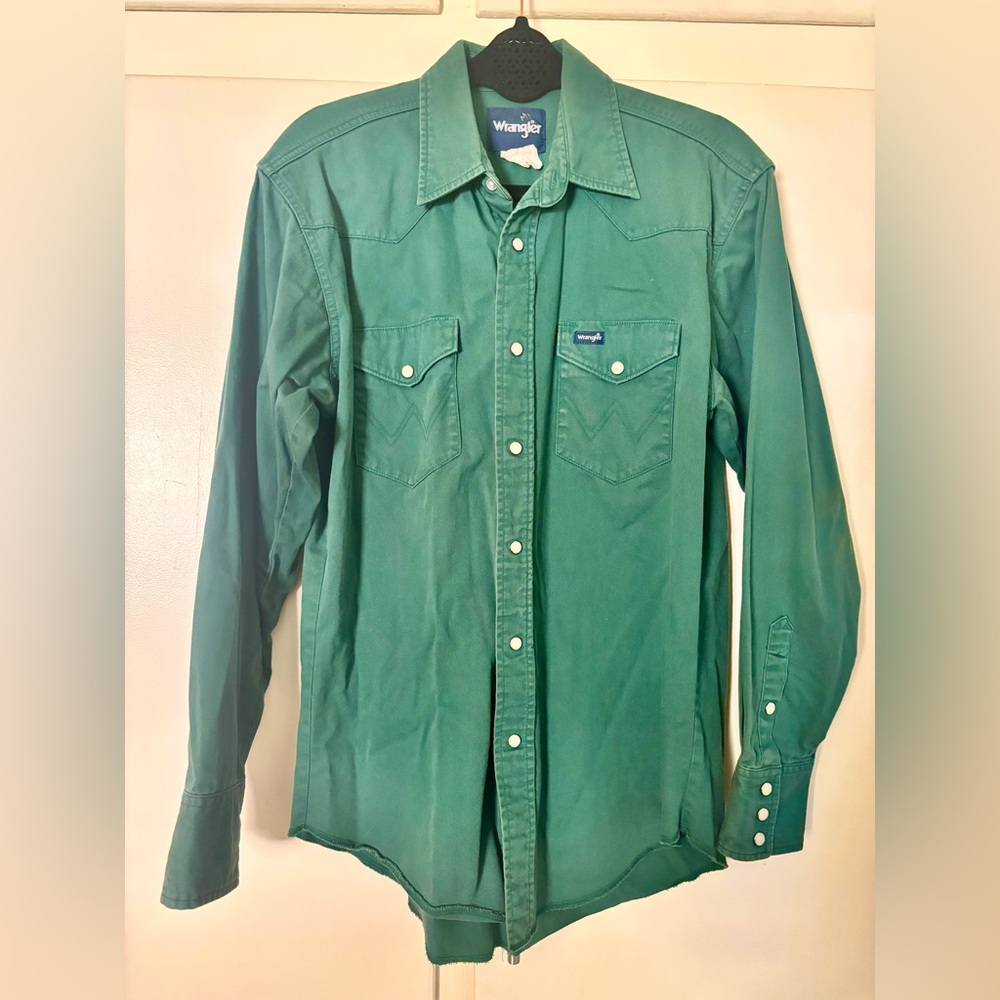 Vintage classic Wrangler Western Shirt with Pearl‎ Snap buttons  forest Green